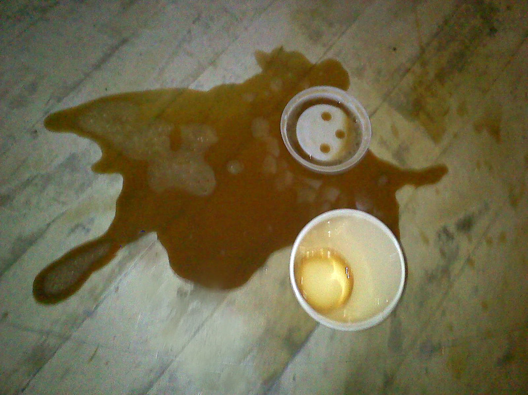 Coffee spill on hardwood floor 